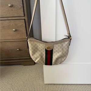 Ophidia Gucci Rare Beige Shoulder Crossbody Bag with Red and Green Accent